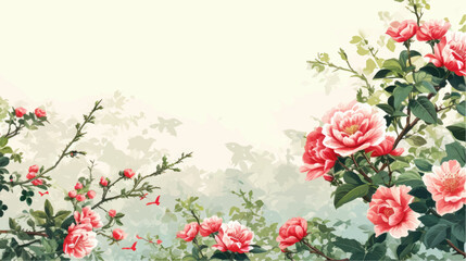 Vintage background with blooming roses flowers. Vector illustration.