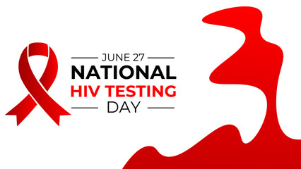 national hiv testing day design template for celebration. hiv testing day. red ribbon for hiv design. ribbon vector design. suit for banner, cover, card, flyer, brochure, website. Vector illustration.