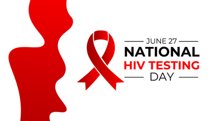 national hiv testing day design template for celebration. hiv testing day. red ribbon for hiv design. ribbon vector design. suit for banner, cover, card, flyer, brochure, website. Vector illustration. - obrazy, fototapety, plakaty