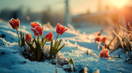 Beautiful flowers in winter create a colorful, romantic, and serene feeling