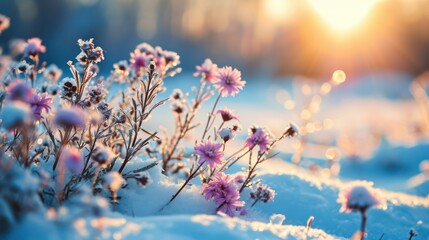 Winter is transformed into a scene of beauty and romance with the presence of colorful, serene flowers.
