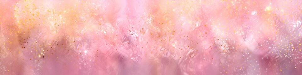 Abstract pink banner with a close up view of a shiny and brilliant gold dust. Texture for project, beauty background - obrazy, fototapety, plakaty