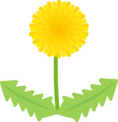 シンプルでかわいいタンポポのイラスト（フラットデザイン）