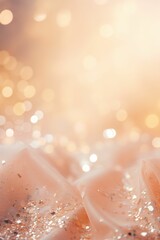 Abstract gold glitter lights background. Circle blurred bokeh. Festive backdrop for holiday or event with copy space.