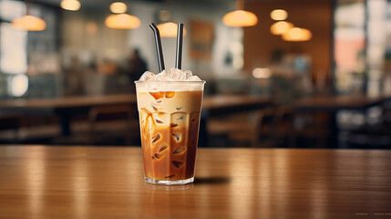 ice coffee drink in cafeteria