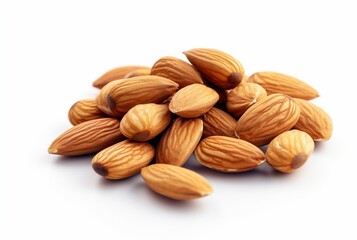 almond nuts isolated on white background. generative ai