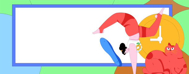 Practicing yoga, physical and mental health, flat vector character concept, operation hand drawn illustration
