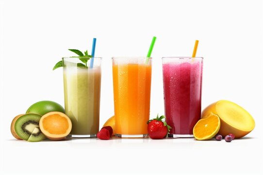 summer fresh juice collection isolated on white background. generative ai