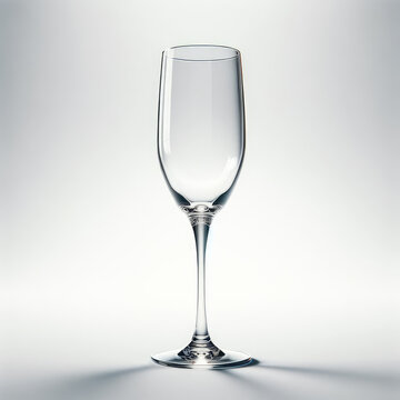 an empty champagne flute on a pure white background