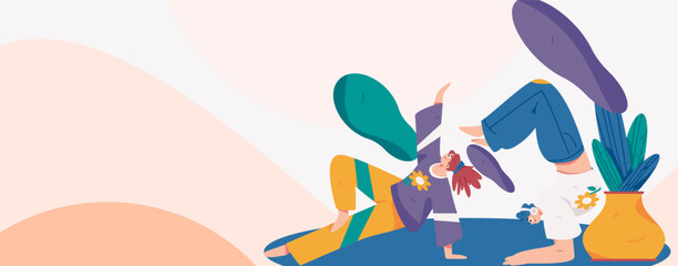 Practicing yoga, physical and mental health, flat vector character concept, operation hand drawn illustration
