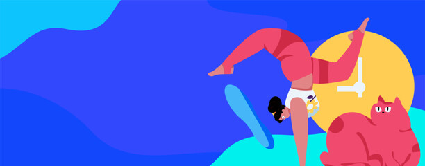 Practicing yoga, physical and mental health, flat vector character concept, operation hand drawn illustration
