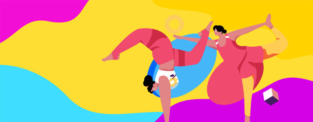 Practicing yoga, physical and mental health, flat vector character concept, operation hand drawn illustration
