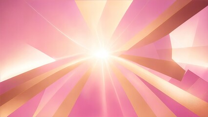 Pink and Golden light rays with geometric shapes Background
