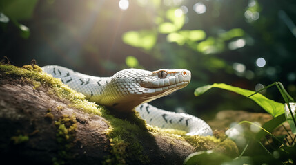 Obraz premium close up white snake in the forest