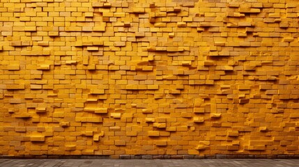An expansive wall of weathered yellow bricks, their textured surface telling a story of time and history in the urban landscape.