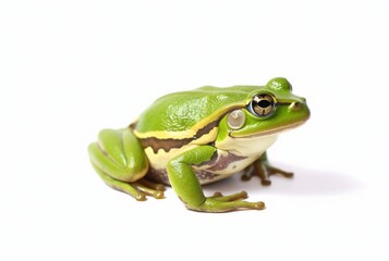 Fototapeta premium green frog isolated on white background. generative ai
