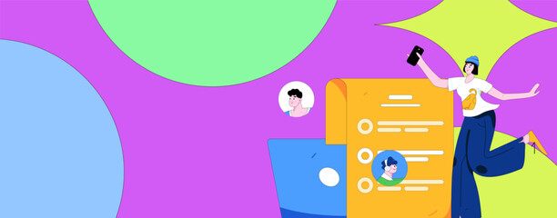 Personnel doing job interview flat vector concept operation hand drawn illustration
