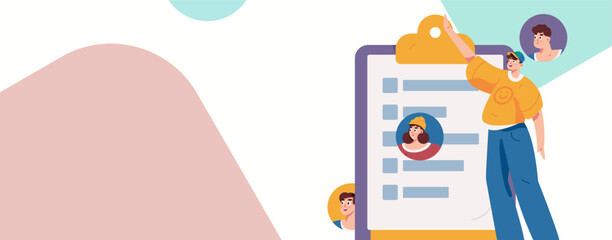 Personnel doing job interview flat vector concept operation hand drawn illustration
