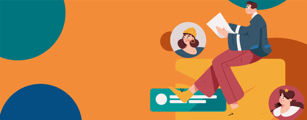 Personnel doing job interview flat vector concept operation hand drawn illustration
