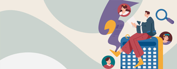 Personnel doing job interview flat vector concept operation hand drawn illustration
