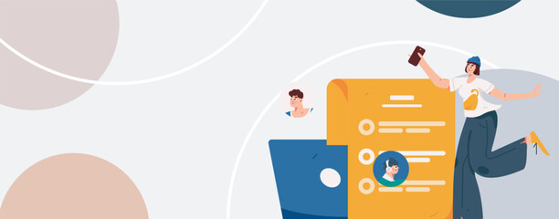 Personnel doing job interview flat vector concept operation hand drawn illustration
