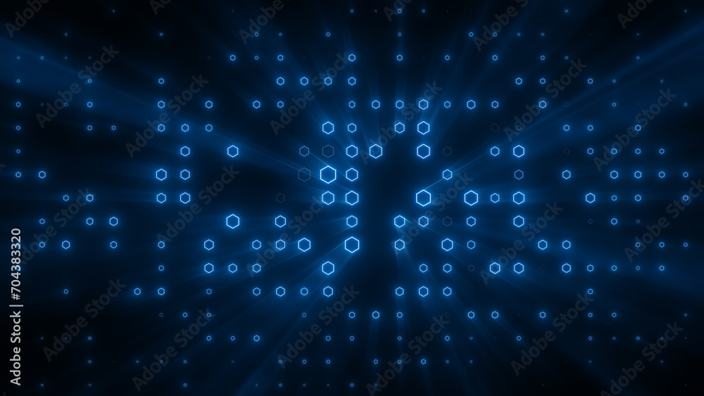 Wall mural flashing particles pattern with beams, rays.