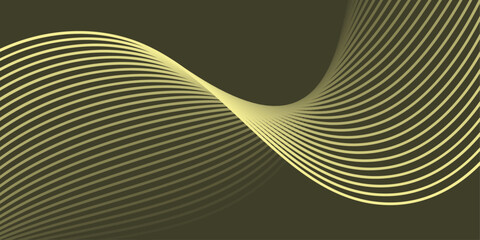 Abstract background with waves for banner. Medium banner size. Vector background with lines. Element for design isolated on green. Behr Eastern Bamboo, yellow color. Brochure, booklet