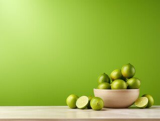 lemon in bowl with copy space background for text on table