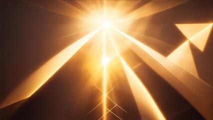 Golden light rays with geometric shapes Background
