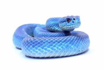 Fototapeta premium blue viper snake isolated on white background. generative ai