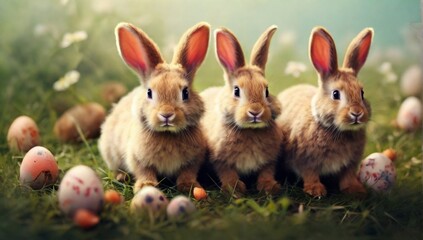 Fototapeta na wymiar _Rabbits_Art_Design_of_Cute_Little_Easter_