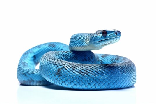 blue viper snake isolated on white background. generative ai