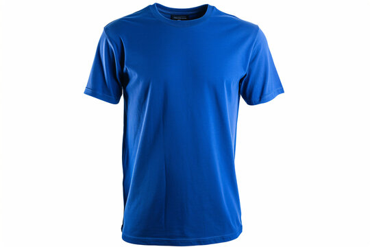 Front/Back View of Basic Royal Blue T-Shirt, No Print, E-Commerce Photography, White Background