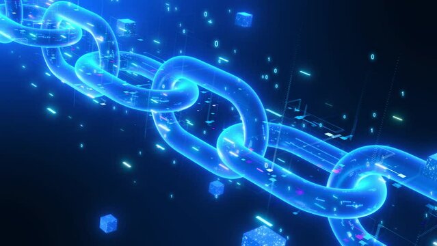 Blockchain technology concept Transparent decentralized storage system. interconnected chain On a dark blue background. 3D rendering. Digital cyber security encryption