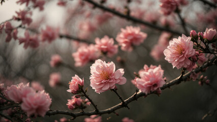 Obraz premium a photo that captures the subtle signs of spring, such as buds on trees, emerging leaves, or a gentle breeze rustling through blossoming branches