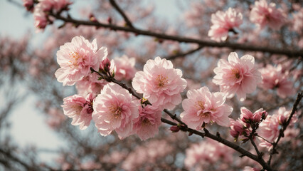 Obraz premium a photo that captures the subtle signs of spring, such as buds on trees, emerging leaves, or a gentle breeze rustling through blossoming branches