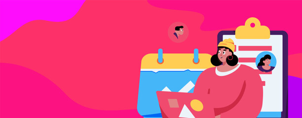 Personnel doing job interview flat vector concept operation hand drawn illustration
