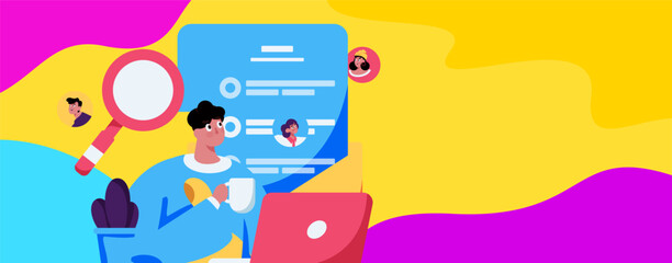 Personnel doing job interview flat vector concept operation hand drawn illustration
