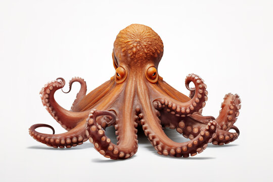 image of octopus on white background. Undersea animals. Foods.