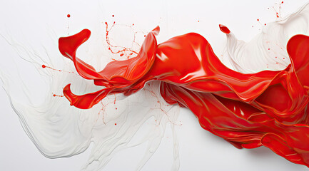 Red and White Background With Abundant Red Paint