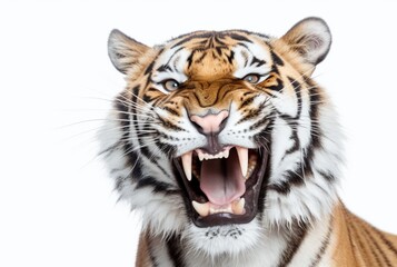 Naklejka premium roaring tiger isolated on white background. generative ai
