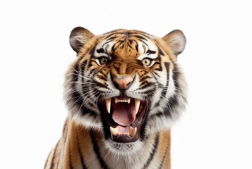 Obraz premium roaring tiger isolated on white background. generative ai