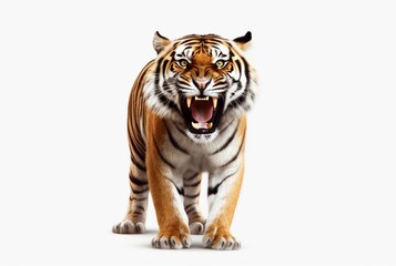 roaring tiger isolated on white background. generative ai