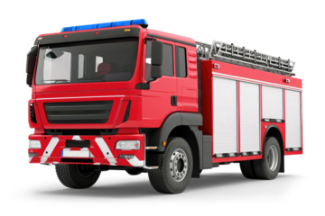 Fire truck isolated from white or transparent background