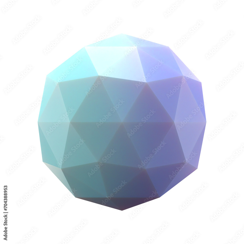 Poster 3d gradient geometric abstract icosphere shape for your design on an isolated background. 3d renderi