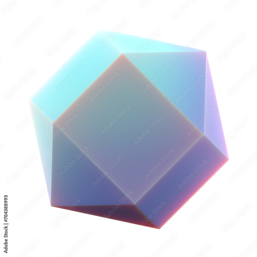 Poster 3d gradient geometric abstract icosphere shape for your design on an isolated background. 3d renderi