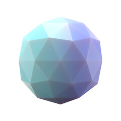  3d gradient geometric abstract icosphere shape for your design on an isolated background. 3d rendering icon.