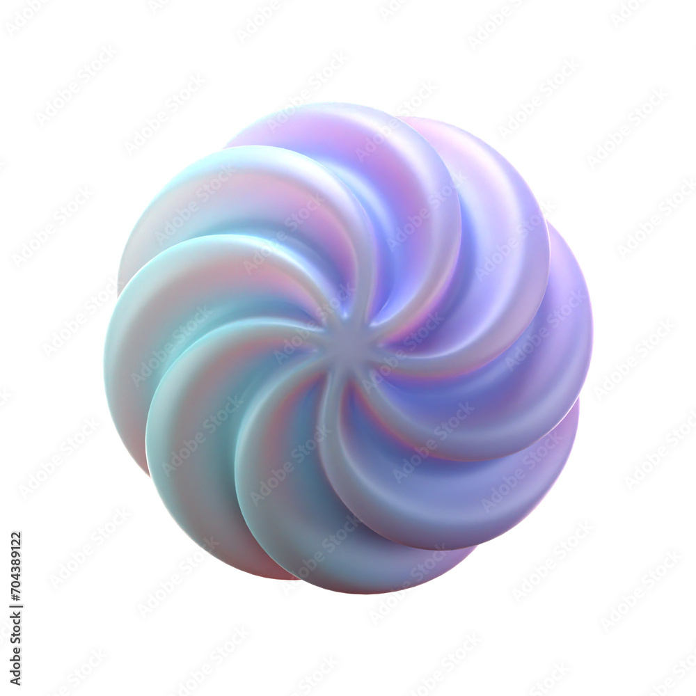 Poster 3d gradient geometric abstract swirl sphere shape for your design on an isolated background. 3d rend