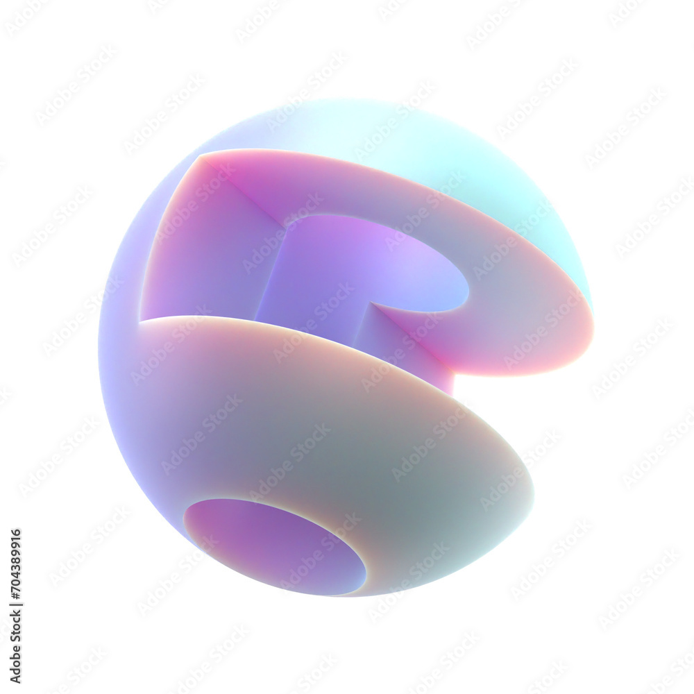 Poster 3d gradient geometric abstract patterned sphere shape for your design on an isolated background. 3d 