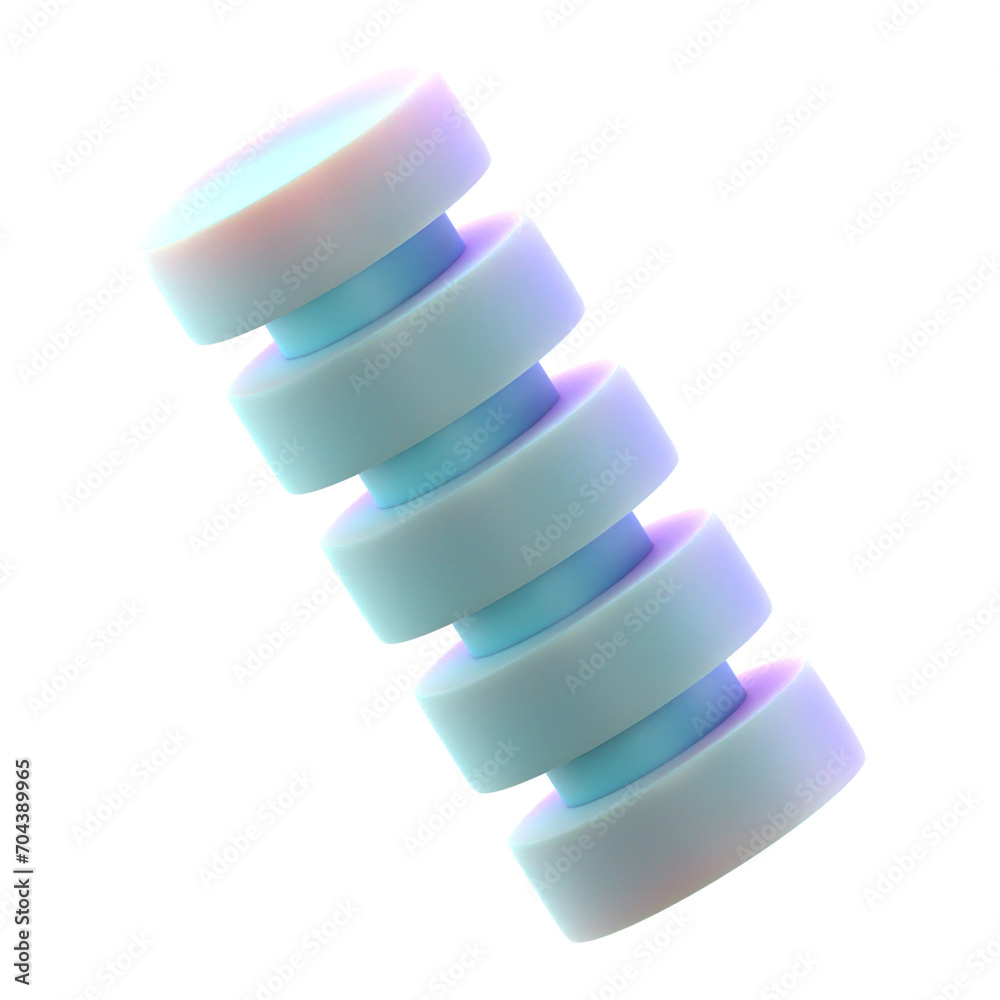 Poster 3d gradient geometric abstract cylinder stack shape for your design on an isolated background. 3d re